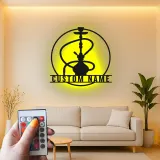 Insegna LED per Hookah Personalizzata | Insegna in Metallo per Lounge Shisha | Decorazione per Bar e Regalo Unico per Fumatore