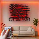 Décoration murale en métal personnalisée avec rétroéclairage LED de camion benne - Cadeau pour passionnés de camions - Décor garage ou man cave