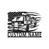 Insegna in Metallo Personalizzata per Vigile del Fuoco | Arte Murale LED Camion dei Pompieri | Regalo Personalizzato per Pompiere | Decorazione Patriottica per Stazione dei Pompieri