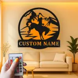 Arte murale in metallo Rodeo Cowboy | Insegna personalizzata con LED | Decorazioni rustiche western per ranch e casa