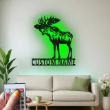 Panneau en métal personnalisé Élan | Décoration murale en métal LED personnalisée | Décor de cabane rustique pour amoureux de la nature