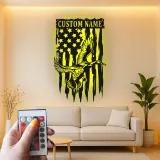 Cartel de metal LED de pato y bandera americana personalizado Regalo para cazadores Decoración de cabaña rústica