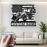 Décoration murale en métal personnalisée avec rétroéclairage LED de tracteur - Cadeau pour agriculteurs - Décor de garage ou de grange