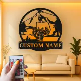 Insegna in Metallo con Seggiovia Personalizzata | Arte Murale Retroilluminata per Sciatori | Decorazione per Cabinette Montane e Regalo per Nome di Famiglia