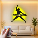 Cartel de metal personalizado de lanzadora de softball | Luz LED de nombre para habitación de chicas | Regalo personalizado para atleta | Arte mural deportivo femenino