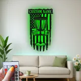 Custom Disc Golf Basket Led Light Metal Wall Art Personalized Gift for Disc Golfers Game Room or Man Cave Decor