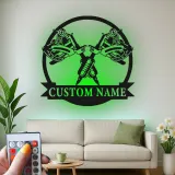 Custom Tattoo Studio LED Sign | Personalized Metal Wall Art | Crossed Machines Decor | Premium Gift for Ink Artist