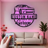 Custom LED Garage Sign | Personalized Metal Car Art | Man Cave Automotive Decor | Gift for Car Enthusiast