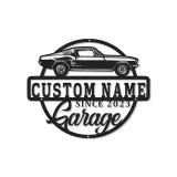 Insegna in metallo LED personalizzata per garage con auto muscolare regalo per appassionati di auto decorazione man cave