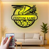Custom Pelican Led Light Metal Wall Art Coastal Home Gift Personalized Beach House Decor