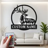 Personalisierte LED-Metall-Wandkunst mit Elch – Jagdgeschenk für Ihn, rustikale Hüttendeko