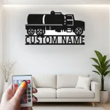 Insegna in metallo LED per camion cisterna | Insegna da parete personalizzata per ufficio | Decorazione industriale personalizzata per camionisti e logistica