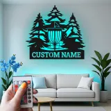 Cartel de metal LED personalizado para cesta de disc golf, regalo para jugadores de disc golf, decoración exterior para entusiastas