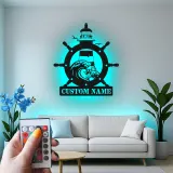 Cartel de metal de faro personalizado | Arte náutico LED personalizado | Decoración para casa de playa y salón