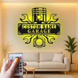 Insegna LED personalizzata per garage | Arte murale in metallo personalizzata | Decorazione officina meccanica e regalo per papà