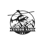 Custom Helicopter Metal Sign with LED | Personalized Pilot Gift | Aviation Wall Art for Office & Man Cave