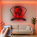 Gamer Skull LED Metal Wall Art | Personalized Name Sign for Gaming Room | Custom RGB Backlit Decor | Gift for Gamers