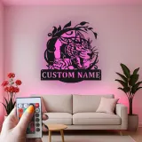 Custom Leopard Led Light Metal Wall Art Personalized Wildlife Gift Jungle Theme Decor for Living Room