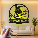 Lumière personnalisée pour skateur | Décoration murale en métal avec nom personnalisé | Cadeau de skateboard pour la décoration de chambre d'ado
