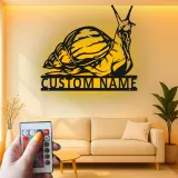 Custom Snail Metal Wall Art | LED Backlit Garden Sign | Personalized Patio Decor | Nature Lover Gift