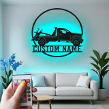 Panneau LED personnalisé pour dépanneuse | Décoration murale en métal pour garage | Cadeau décoratif pour mécanicien ou propriétaire d'entreprise