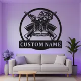 Insegna LED per tributo militare personalizzata | Arte murale in metallo con stivali e elmetto per veterani | Regalo patriottico per soldato