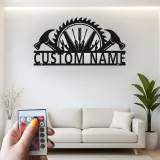 Décoration murale en métal personnalisée avec rétroéclairage LED en forme de lame de scie - Cadeau pour bricoleur, décoration de garage et d'atelier