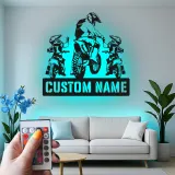 Insegna in metallo personalizzata Motocross Family con LED per appassionati di moto da cross, regalo per garage o man cave