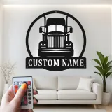 Custom Semi Truck Led Light Metal Wall Art Personalized Gift for Truckers Garage or Man Cave Decor 13