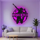 Custom Volleyball Player Led Light Metal Wall Art Personalized Sports Gift for Athletes Game Room Decor 1