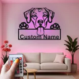 Personalisierte LED-beleuchtete Metall-Wandkunst mit Hund – Geschenk für Tierliebhaber, Deko fürs Wohnzimmer oder den Eingangsbereich 1