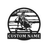 Arte de metal de jinete de toro de rodeo | Cartel LED de vaquero personalizado | Decoración y regalo de rancho western personalizado
