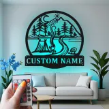 Décoration murale en métal LED personnalisée sur le thème du camping