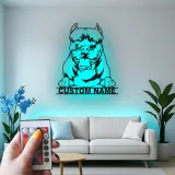 Insegna in metallo LED personalizzata per Pit Bull, regalo per amanti dei cani, decorazione per soggiorno