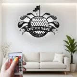 Cartel LED de golf personalizado | Decoración mural de metal personalizada para cueva del hombre | Regalo de golfista para él | Decoración para bar en casa