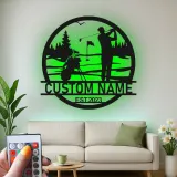 Custom Golf LED Sign | Personalized Metal Wall Art for Man Cave | Backlit Golfer Decor Gift for Husband
