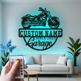 Décoration murale en métal LED personnalisée pour moto, cadeau de garage pour lui, décoration de man cave 1