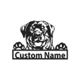 Insegna in metallo personalizzata con Rottweiler | Insegna con nome del cane con luce LED | Regalo per amanti degli animali e decorazione moderna per la casa