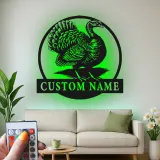 Insegna in metallo LED personalizzata con tacchino - Regalo rustico per cucina o sala da pranzo
