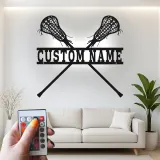 Personalized Lacrosse Sign | LED Metal Wall Art | Custom Name Decor for Player Bedroom | Sports Gift
