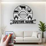 Cartel BBQ de Granja Personalizado | Decoración Mural de Metal LED para Rancheros | Regalo de Decoración para Parrilla Personalizado | Placa de Cocina de Establo