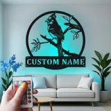 Cartel de metal LED personalizado con cardenal, regalo para amantes de los pájaros, decoración de hogar con temática natural
