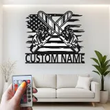 Décoration murale en métal personnalisée scie à chaîne drapeau américain