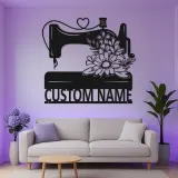 Custom Sewing Machine Sign | Personalized LED Metal Wall Art | Seamstress Gift & Craft Room Decor