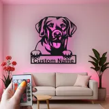 Custom Labrador Retriever Led Light Metal Wall Art Personalized Dog Lover Gift Living Room Pet Decor