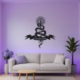 Insegna LED con serpente mistico | Arte in metallo personalizzata | Decorazione celestiale per saloni e studi | Targa gotica personalizzata