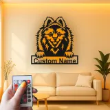 Personalized Pomeranian LED Sign | Custom Dog Name Metal Wall Art | Pet Lover Gift | Entryway Decor