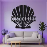 Décoration murale en métal en forme de coquillage | Panneau LED personnalisé pour décor côtier | Cadeau nautique inspiré de l'Art Déco pour maison de plage ou entreprise