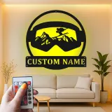Custom Ski Goggles Led Light Metal Wall Art Personalized Skiing Gift for Him Ski Lodge Decor