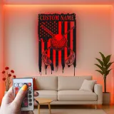 Enseigne de golf personnalisée pour man cave | Décoration murale en métal sur mesure avec LED | Cadeau patriote pour golfeur
